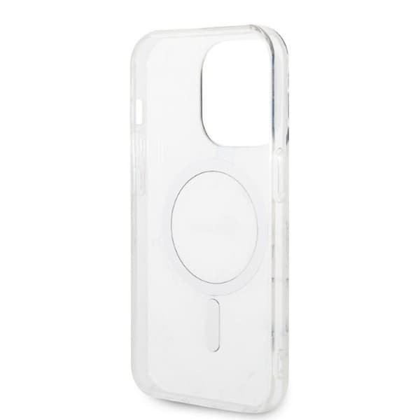 Guess Bundle Pack MagSafe IML Marble - MagSafe iPhone 14 Pro kotelo + laturisarja (musta/kulta)