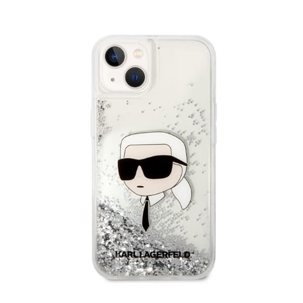 Karl Lagerfeld Liquid Glitter NFT Karls hoved - iPhone 14 Plus etui (sølv)