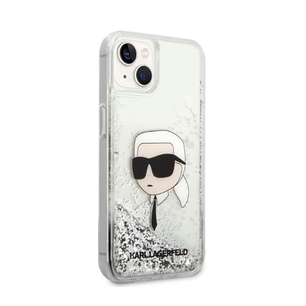 Karl Lagerfeld Liquid Glitter NFT Karls hoved - iPhone 14 Plus etui (sølv)