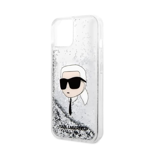 Karl Lagerfeld Liquid Glitter NFT Karls hoved - iPhone 14 Plus etui (sølv)