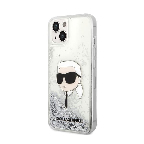 Karl Lagerfeld Liquid Glitter NFT Karls hoved - iPhone 14 Plus etui (sølv)