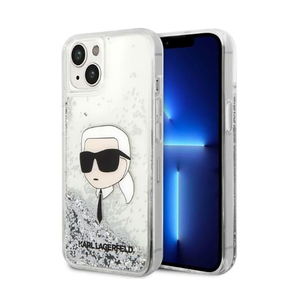 Karl Lagerfeld Liquid Glitter NFT Karls hoved - iPhone 14 Plus etui (sølv)