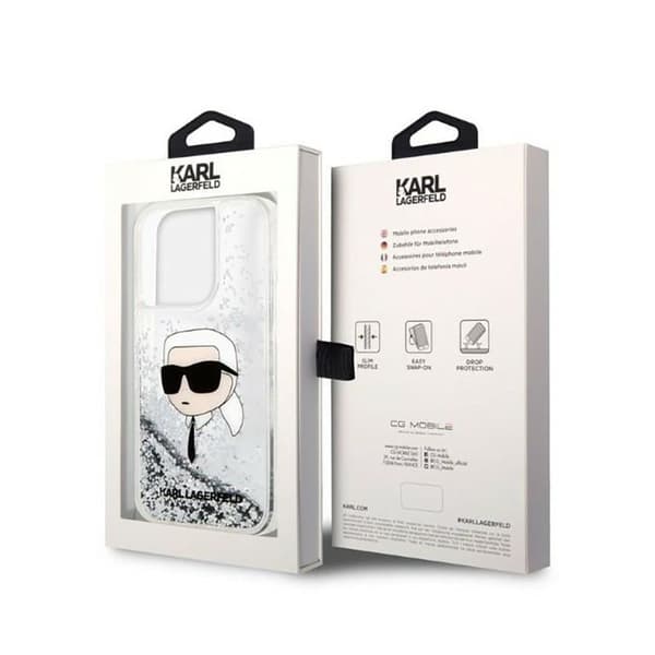 Karl Lagerfeld Liquid Glitter NFT Karl's Head - iPhone 14 Pro Max -kotelo (hopea)