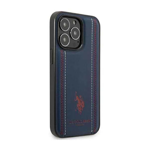 US Polo Assn Lädersöm - iPhone 14 Pro Max-fodral (marinblå)