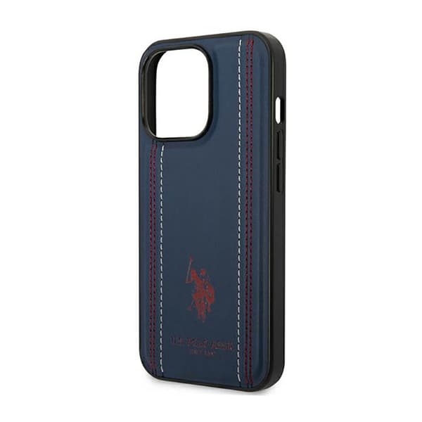 US Polo Assn Lädersöm - iPhone 14 Pro Max-fodral (marinblå)