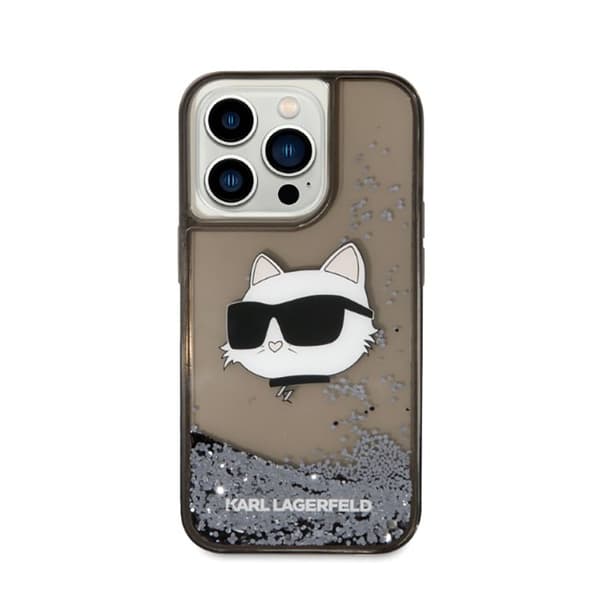 Karl Lagerfeld Liquid Glitter NFT Choupette Head - iPhone 14 Pro etui (sort)