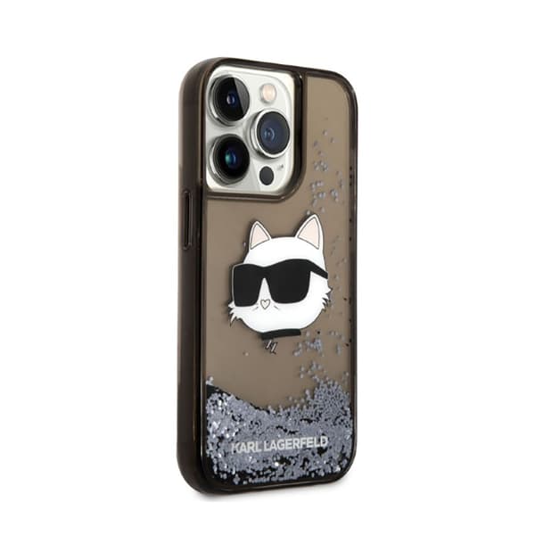 Karl Lagerfeld Liquid Glitter NFT Choupette Head - iPhone 14 Pro etui (sort)
