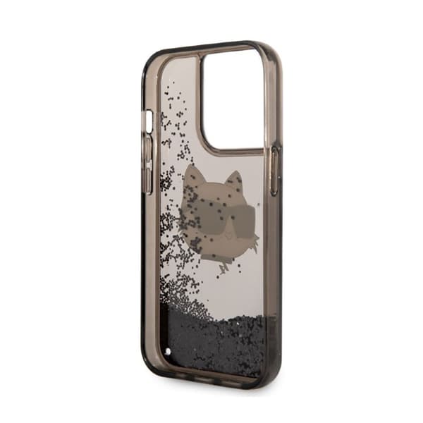 Karl Lagerfeld Liquid Glitter NFT Choupette Head - iPhone 14 Pro etui (sort)