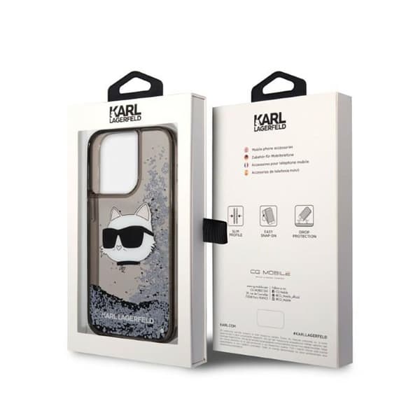 Karl Lagerfeld Liquid Glitter NFT Choupette Head - iPhone 14 Pro etui (sort)