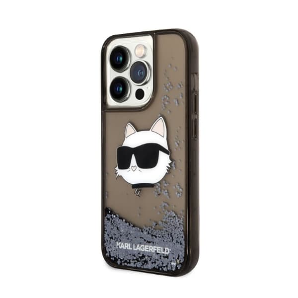 Karl Lagerfeld Liquid Glitter NFT Choupette Head - iPhone 14 Pro etui (sort)