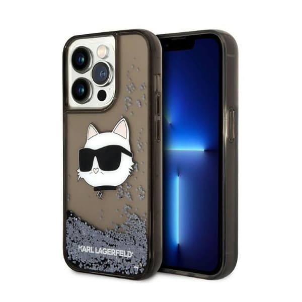 Karl Lagerfeld Liquid Glitter NFT Choupette Head - iPhone 14 Pro etui (sort)