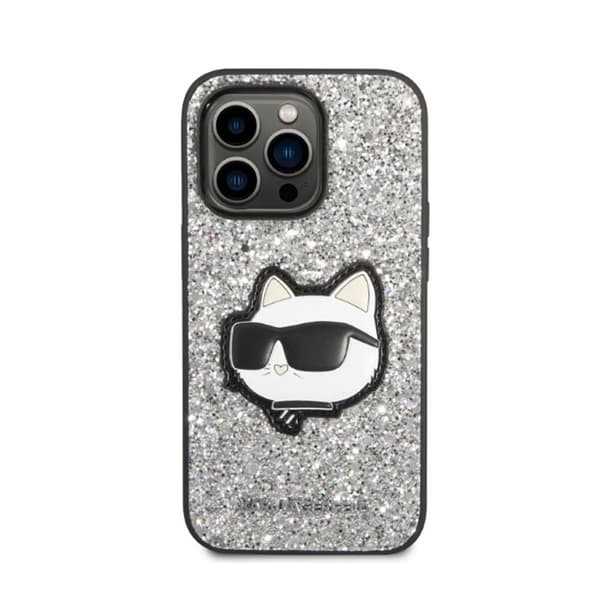 Karl Lagerfeld NFT Glitter Choupette Patch - iPhone 14 Pro etui (sølv)
