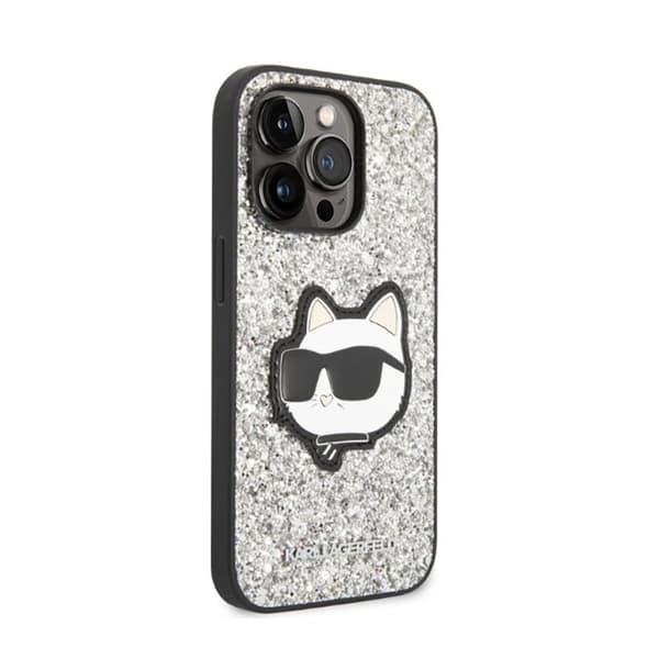 Karl Lagerfeld NFT Glitter Choupette Patch - iPhone 14 Pro etui (sølv)