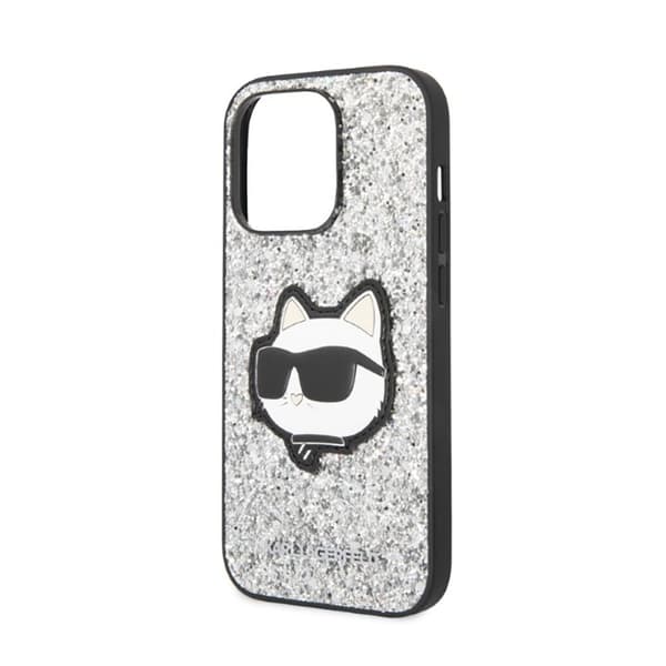 Karl Lagerfeld NFT Glitter Choupette Patch - iPhone 14 Pro etui (sølv)