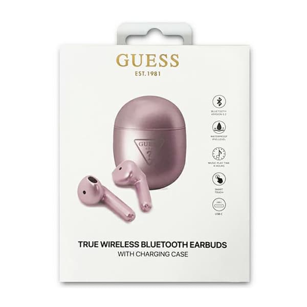 Guess Triangle Logo - TWS-kuulokkeet + telakointiasema (violetti)