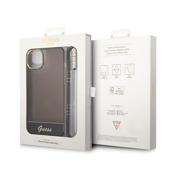 Guess Translucent Pearl Strap - iPhone 14 cover (sort)