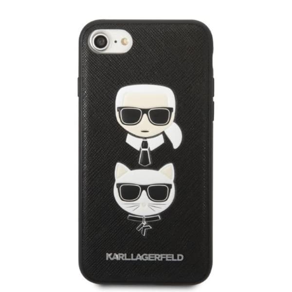 Karl Lagerfeld Saffiano Karl & Choupette Heads - Fodral iPhone SE 2022 / SE 2020 / 8 / 7 (svart)