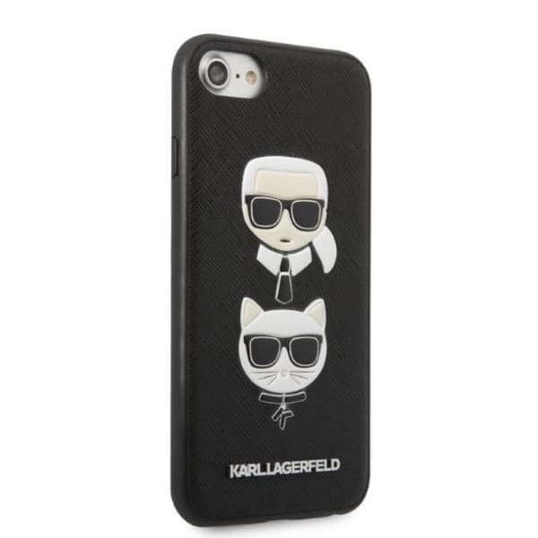 Karl Lagerfeld Saffiano Karl & Choupette Heads - Fodral iPhone SE 2022 / SE 2020 / 8 / 7 (svart)