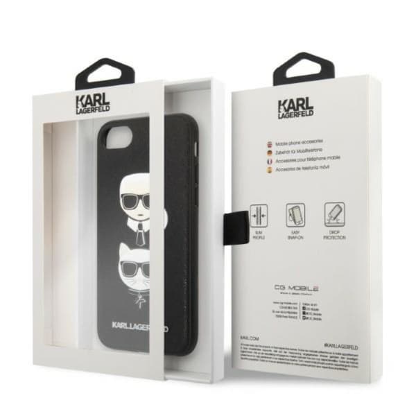 Karl Lagerfeld Saffiano Karl & Choupette Heads - Fodral iPhone SE 2022 / SE 2020 / 8 / 7 (svart)