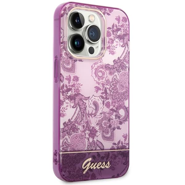 Guess Porcelain Collection - iPhone 14 Pro Max -kotelo (fuksia)