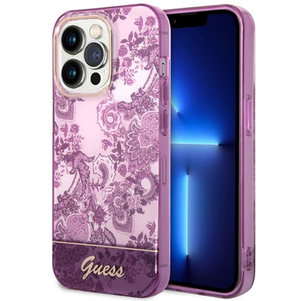 Guess Porcelain Collection - iPhone 14 Pro Max -kotelo (fuksia)
