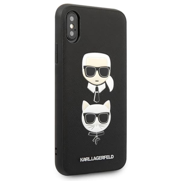 Karl Lagerfeld Saffiano Karl & Choupette Heads - iPhone Xs / X-fodral (svart)