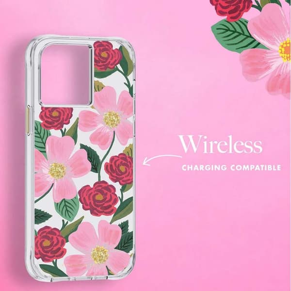 Kirkas kivääripaperi - iPhone 14 Pro Max -kuori, koristeltu kullalla (Rose Garden)