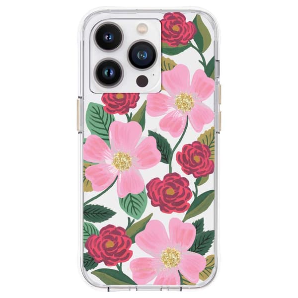Kirkas kivääripaperi - iPhone 14 Pro Max -kuori, koristeltu kullalla (Rose Garden)