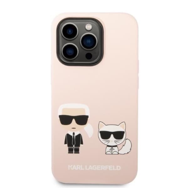 Karl Lagerfeld nestemäinen silikoni Karl & Choupette MagSafe - iPhone 14 Pro Max -kotelo (vaaleanpunainen)