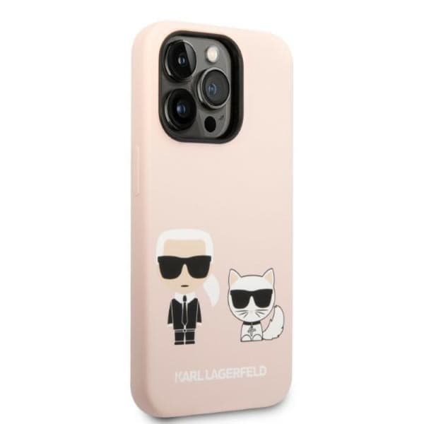 Karl Lagerfeld nestemäinen silikoni Karl & Choupette MagSafe - iPhone 14 Pro Max -kotelo (vaaleanpunainen)