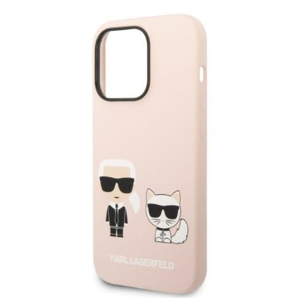 Karl Lagerfeld nestemäinen silikoni Karl & Choupette MagSafe - iPhone 14 Pro Max -kotelo (vaaleanpunainen)