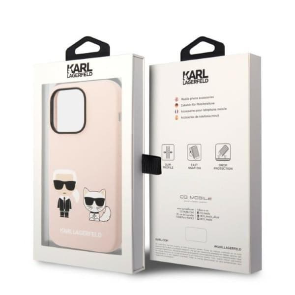 Karl Lagerfeld nestemäinen silikoni Karl & Choupette MagSafe - iPhone 14 Pro Max -kotelo (vaaleanpunainen)