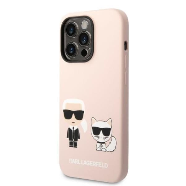 Karl Lagerfeld nestemäinen silikoni Karl & Choupette MagSafe - iPhone 14 Pro Max -kotelo (vaaleanpunainen)