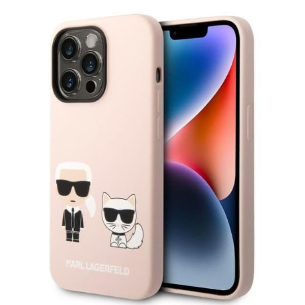Karl Lagerfeld nestemäinen silikoni Karl & Choupette MagSafe - iPhone 14 Pro Max -kotelo (vaaleanpunainen)