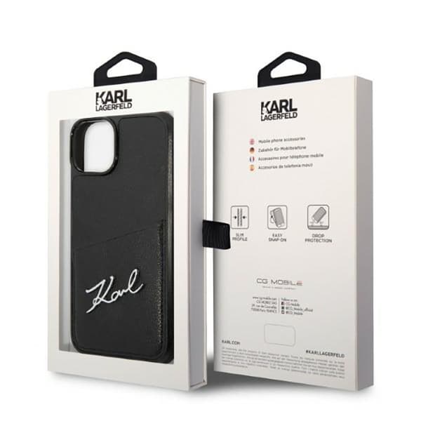Karl Lagerfeld Signature Logo Cardslot - iPhone 14 Plus etui (sort)
