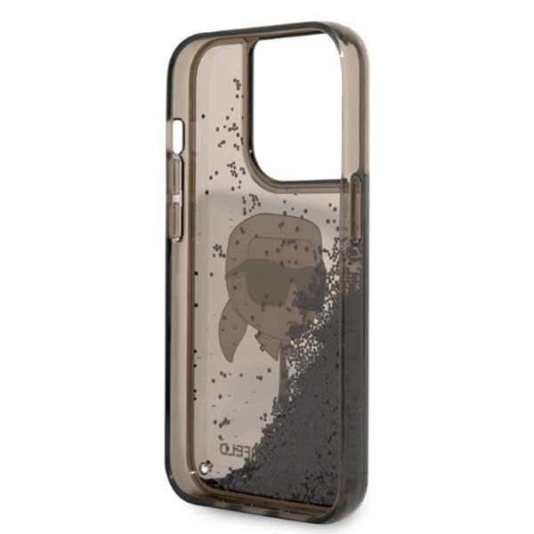 Karl Lagerfeld Liquid Glitter NFT Karl's Head - iPhone 14 Pro -kotelo (musta)