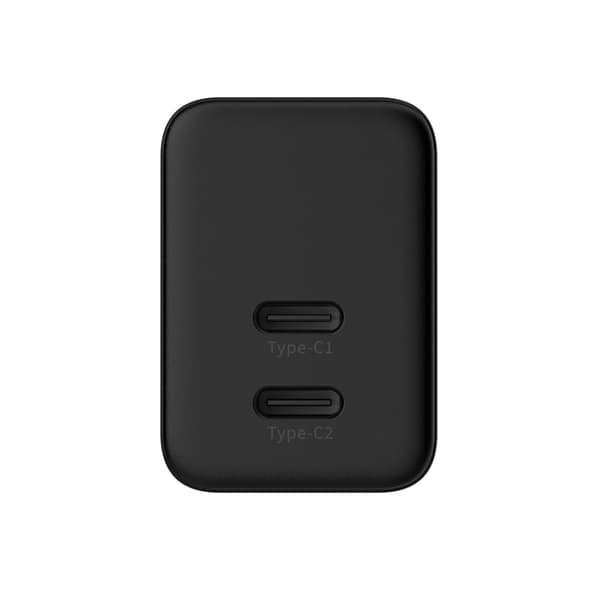 Crong Ultra Compact GaN - 2x USB-C 35W PD 3.0 vægoplader med PPS (sort)
