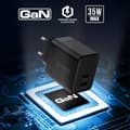 Miniatyrbillede 5 af 9: Crong Ultra Compact GaN - 2x USB-C 35W PD 3.0 vægoplader med PPS (sort)