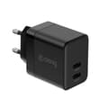Miniatyrbillede 1 af 9: Crong Ultra Compact GaN - 2x USB-C 35W PD 3.0 vægoplader med PPS (sort)
