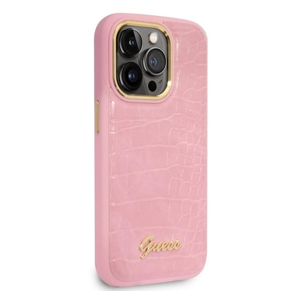 Guess Croco Collection - iPhone 14 Pro etui (pink)