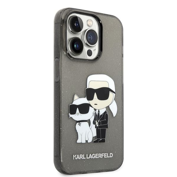 Karl Lagerfeld IML Glitter NFT Karl & Choupette - iPhone 14 Pro Max -kotelo (musta)