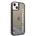 Miniatyrbillede 3 af 6: Karl Lagerfeld Liquid Glitter gennemskinnelig aflangt logoetui – iPhone 14 Plus etui (sort)