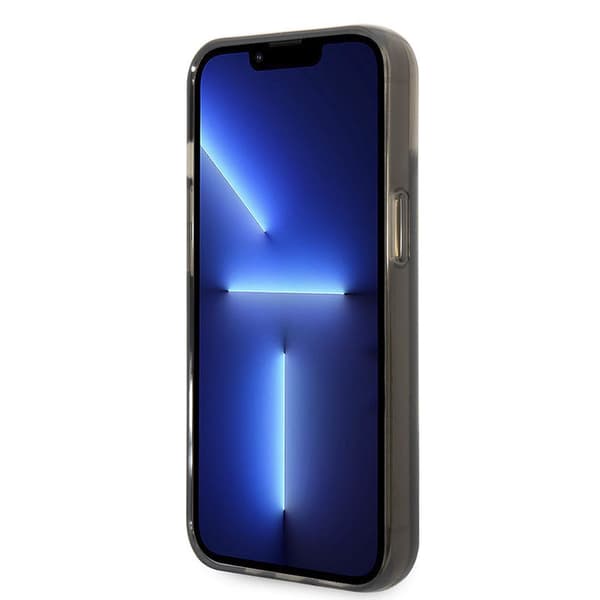 Karl Lagerfeld Liquid Glitter gennemskinnelig aflangt logoetui – iPhone 14 Plus etui (sort)