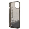 Miniatyrbillede 5 af 6: Karl Lagerfeld Liquid Glitter gennemskinnelig aflangt logoetui – iPhone 14 Plus etui (sort)