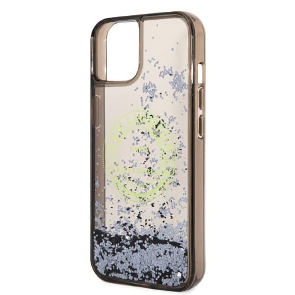 Karl Lagerfeld Liquid Glitter rundt RSG-logo-etui - iPhone 14 Plus-etui (sort)