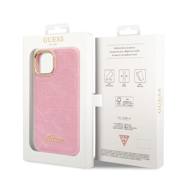 Guess Croco Collection - iPhone 14 Plus etui (pink)