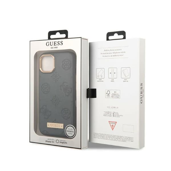 Guess Peony Logo Plate MagSafe - iPhone 13 -kotelo (harmaa)