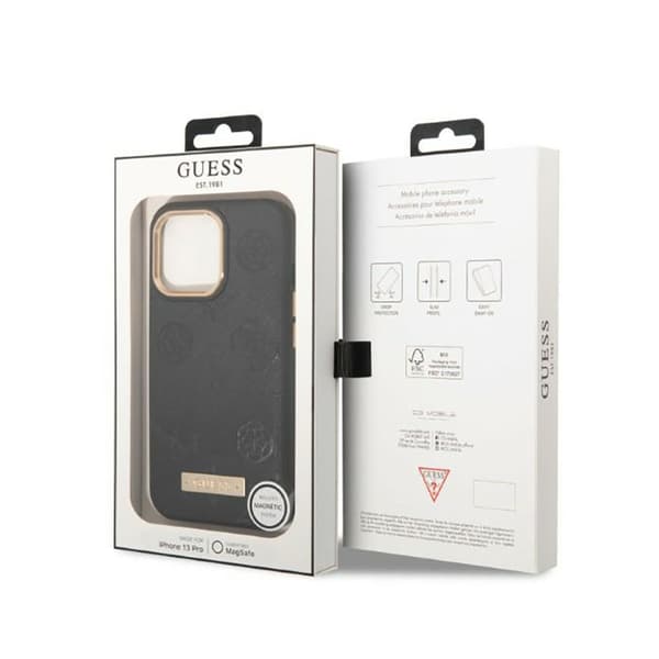 Guess Peony Logo Plate MagSafe - iPhone 13 Pro-cover (sort)