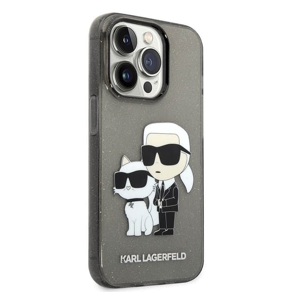 Karl Lagerfeld IML Glitter NFT Karl & Choupette - iPhone 14 Pro etui (sort)