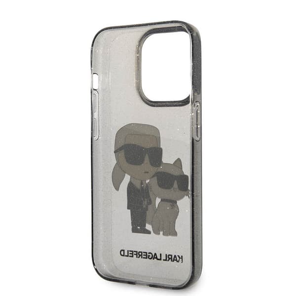 Karl Lagerfeld IML Glitter NFT Karl & Choupette - iPhone 14 Pro etui (sort)